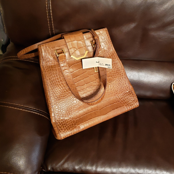 NWT Brooks Brothers Leather Croco Tote Shopper - Picture 1 of 8